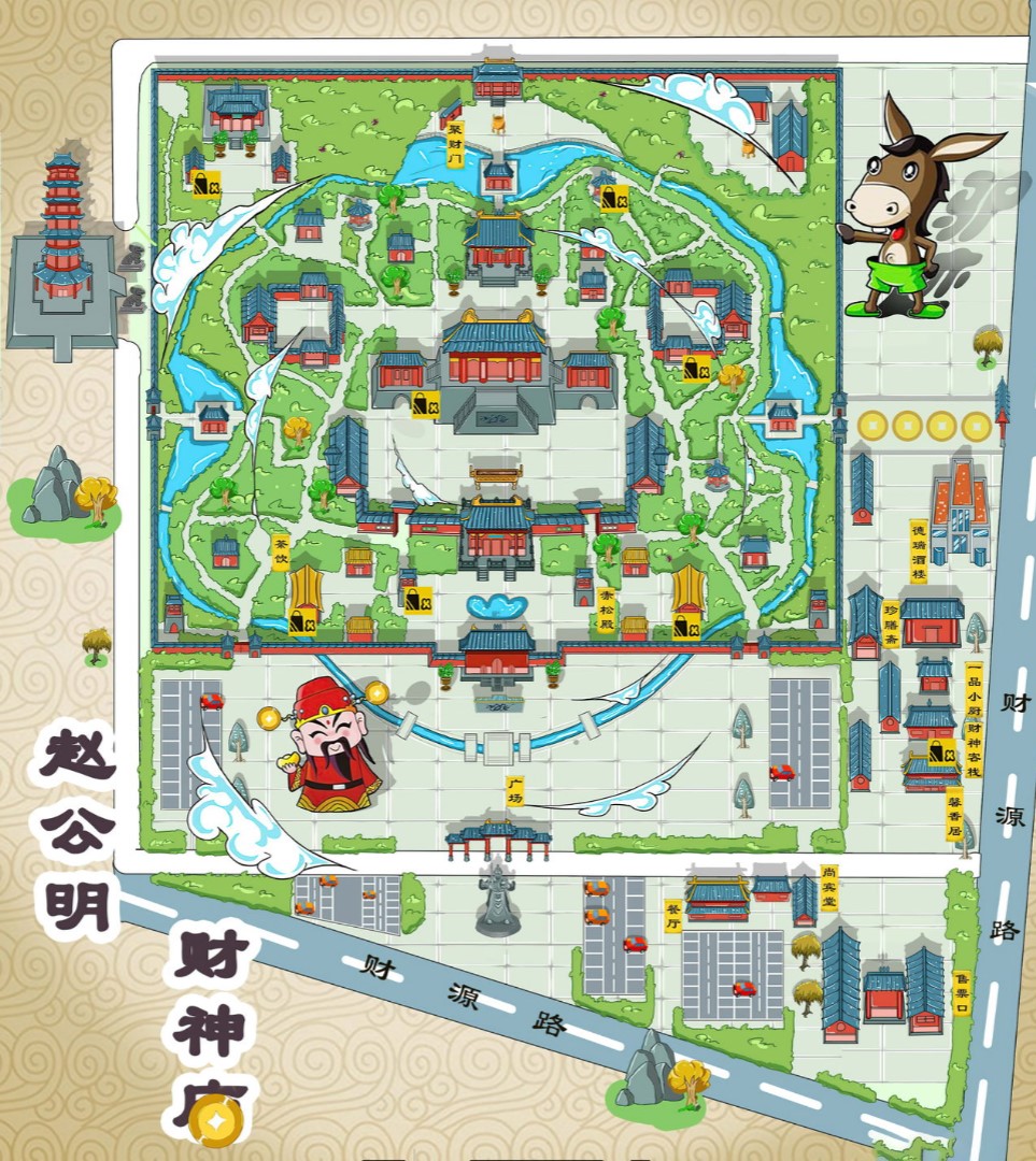 临潼寺庙类手绘地图